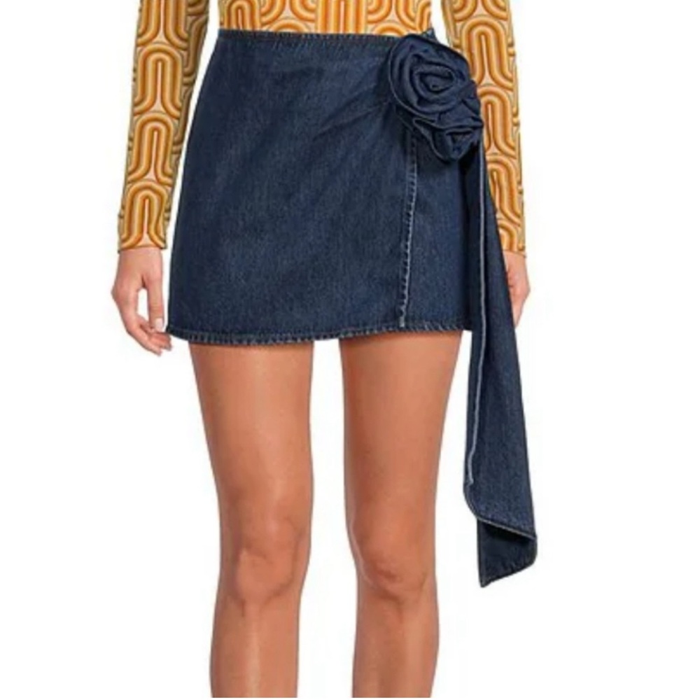 NWT Gianni Bini Rein Rosette Denim Mini Women’s Skirt Size 31